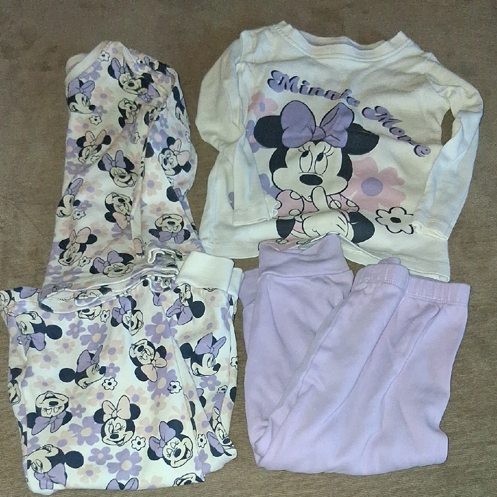 Disney Minnie Mouse Kids Pajama Set - Lavender and Cream